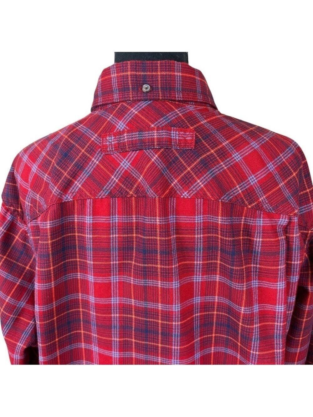 Duluth Trading Company Men's Red Plaid Flannel Cotton Blend Shirt Size M - Picture 5 of 8